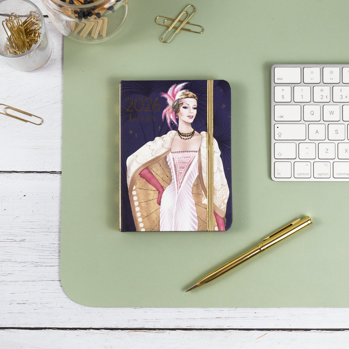 Claire Coxon Art Deco 2026 A6 Weekly Diary – Hardback Planner with Elastic Closure – Compact Week-to-View Organiser