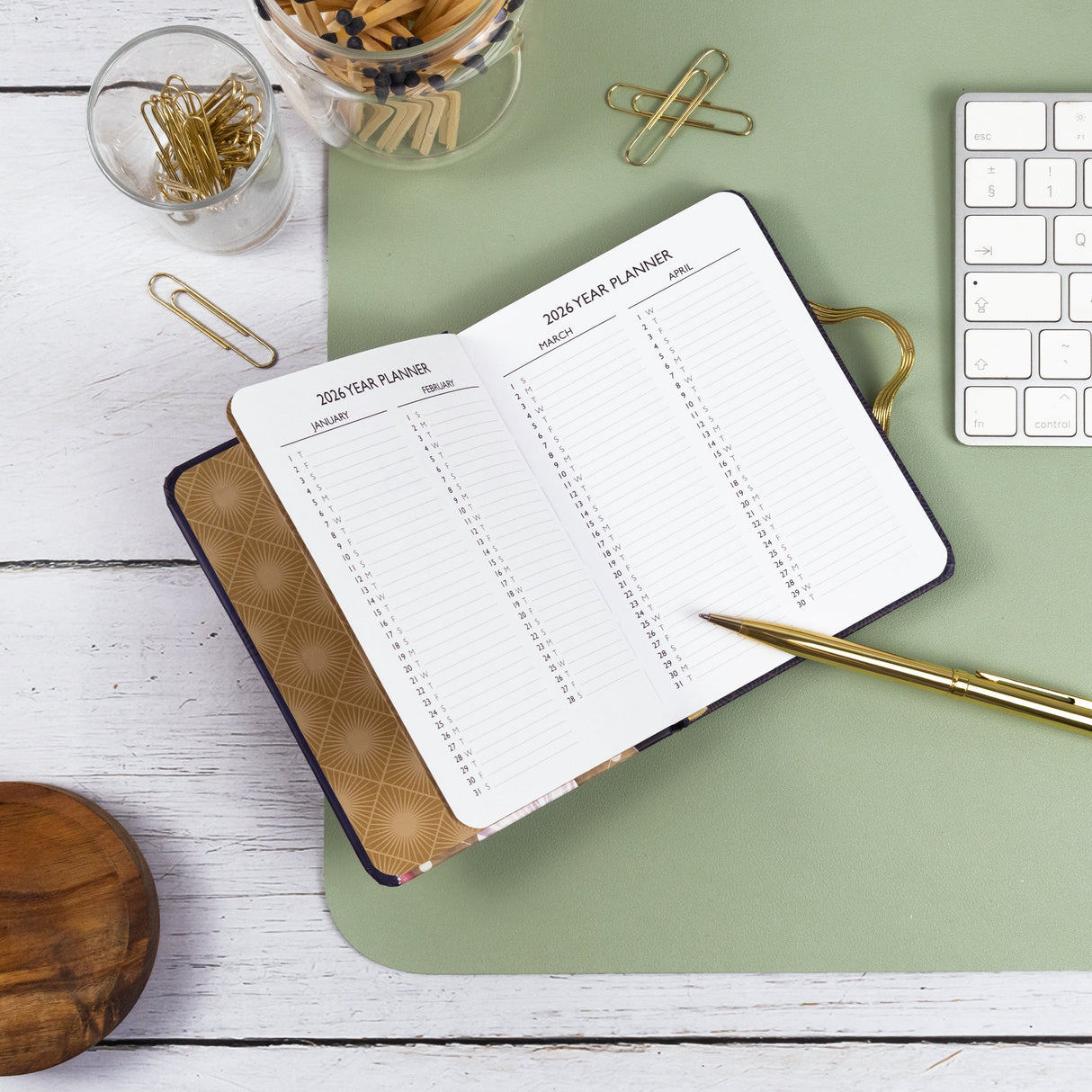 Claire Coxon Art Deco 2026 A6 Weekly Diary – Hardback Planner with Elastic Closure – Compact Week-to-View Organiser