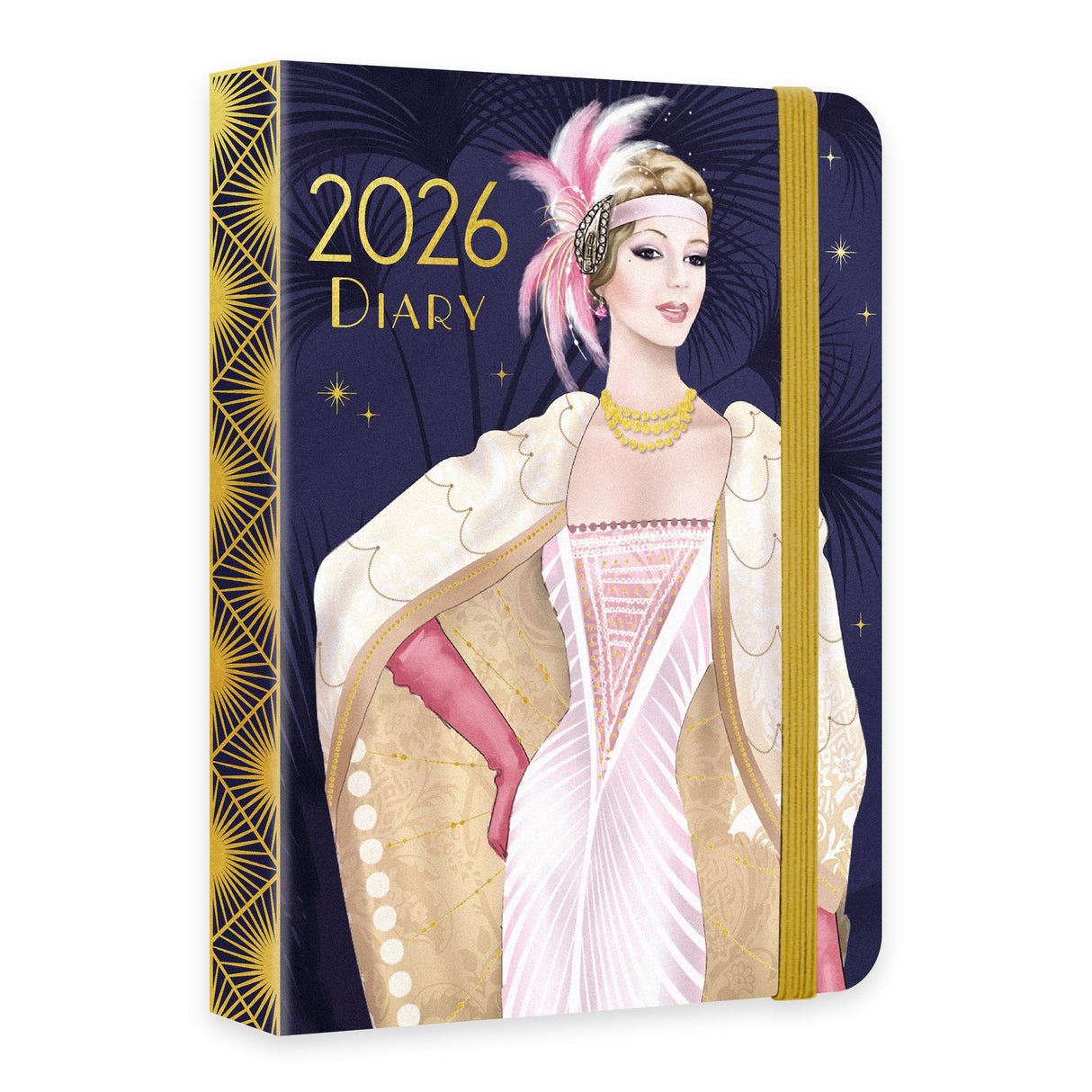 Claire Coxon Art Deco 2026 A6 Weekly Diary – Hardback Planner with Elastic Closure – Compact Week-to-View Organiser