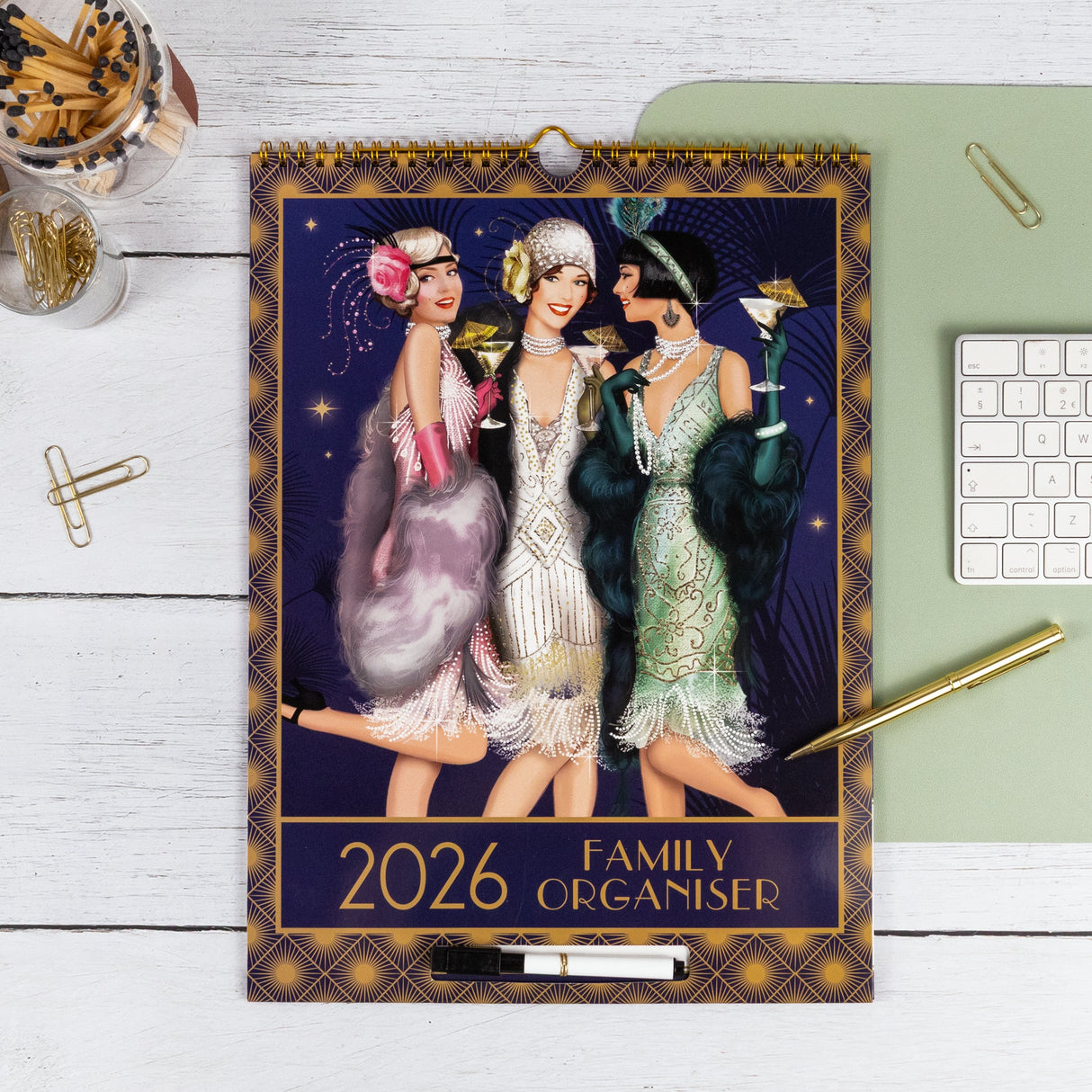 Claire Coxon Art Deco 2026 Family Organiser Wall Calendar