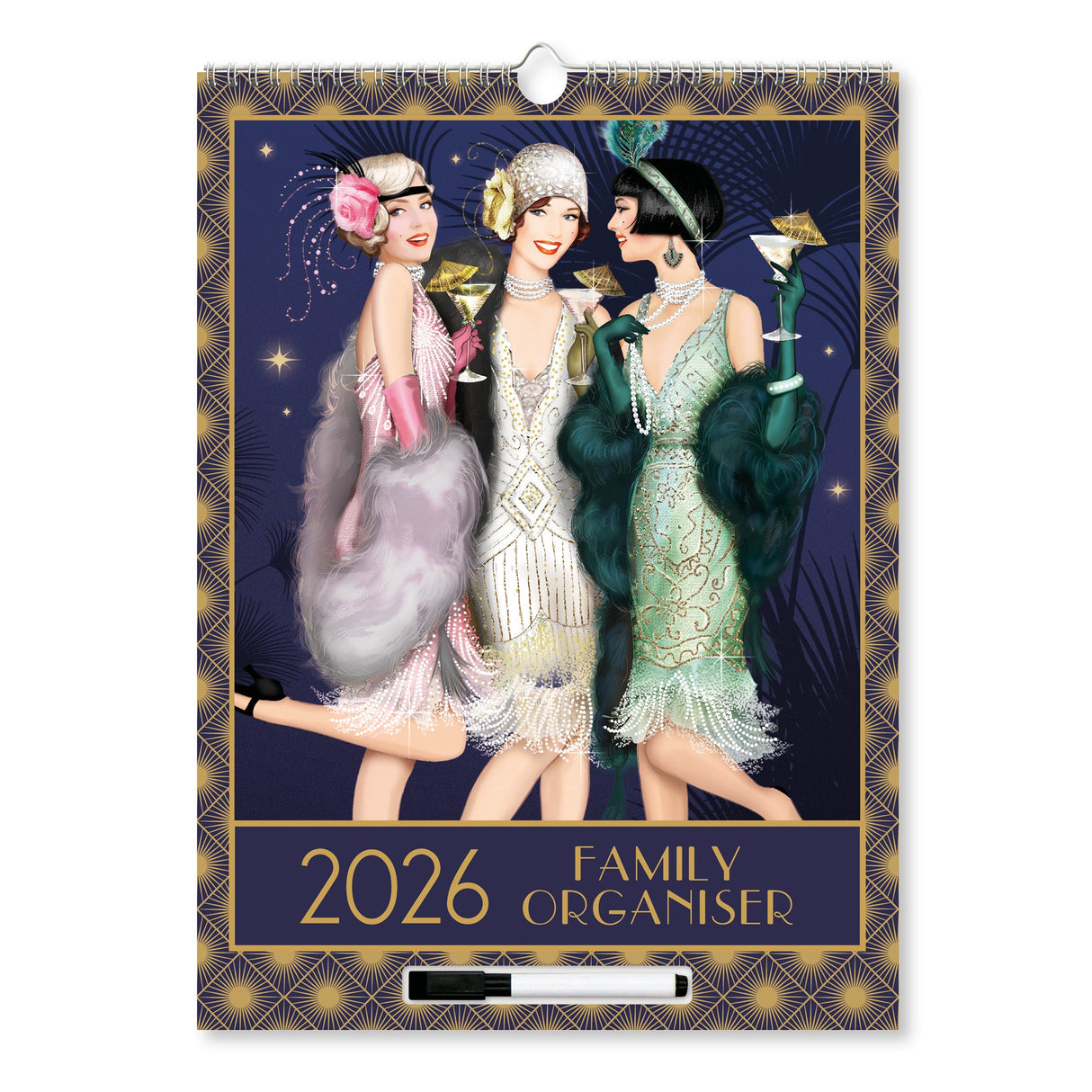 Claire Coxon Art Deco 2026 Family Organiser Wall Calendar
