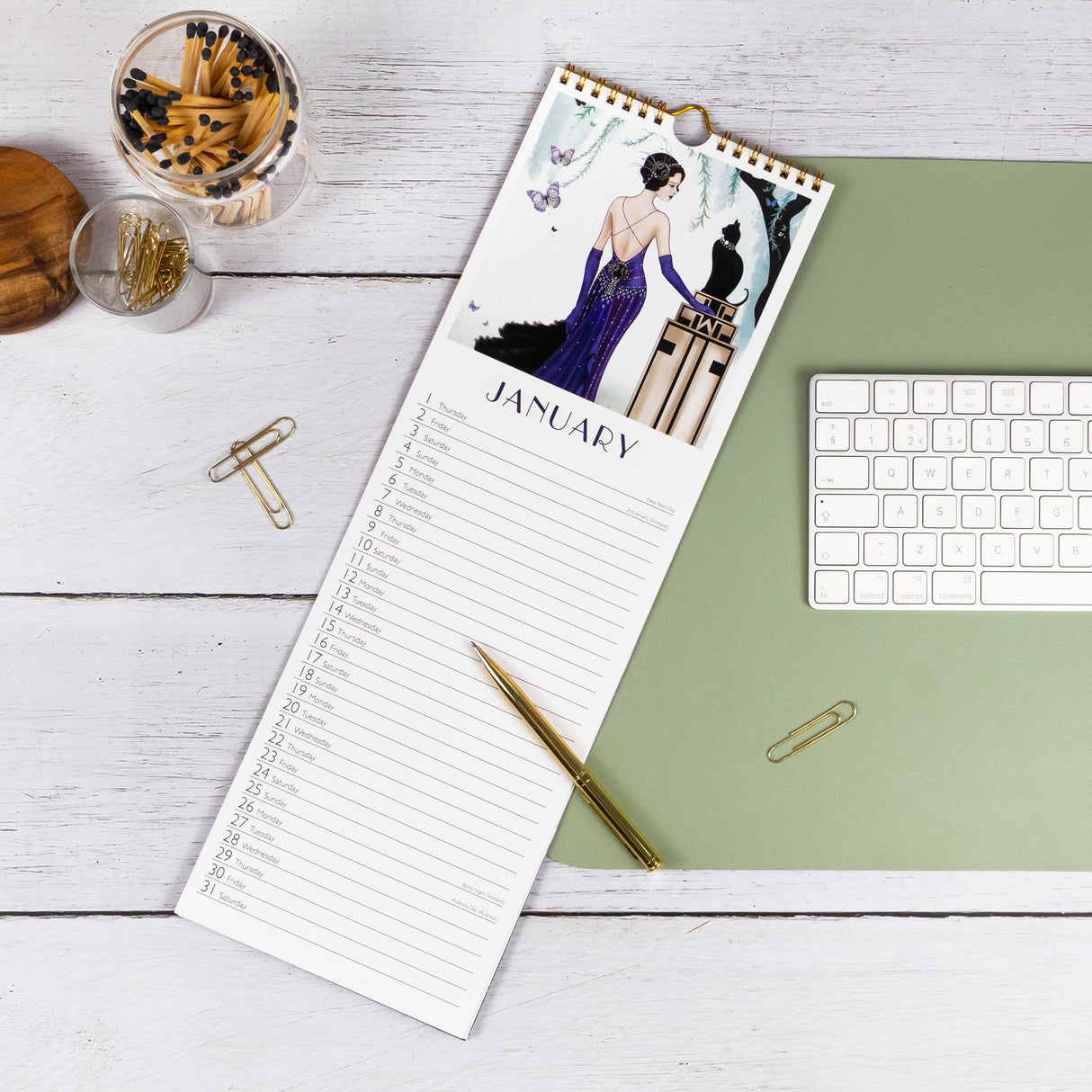 Claire Coxon Art Deco 2026 Slim Wall Calendar