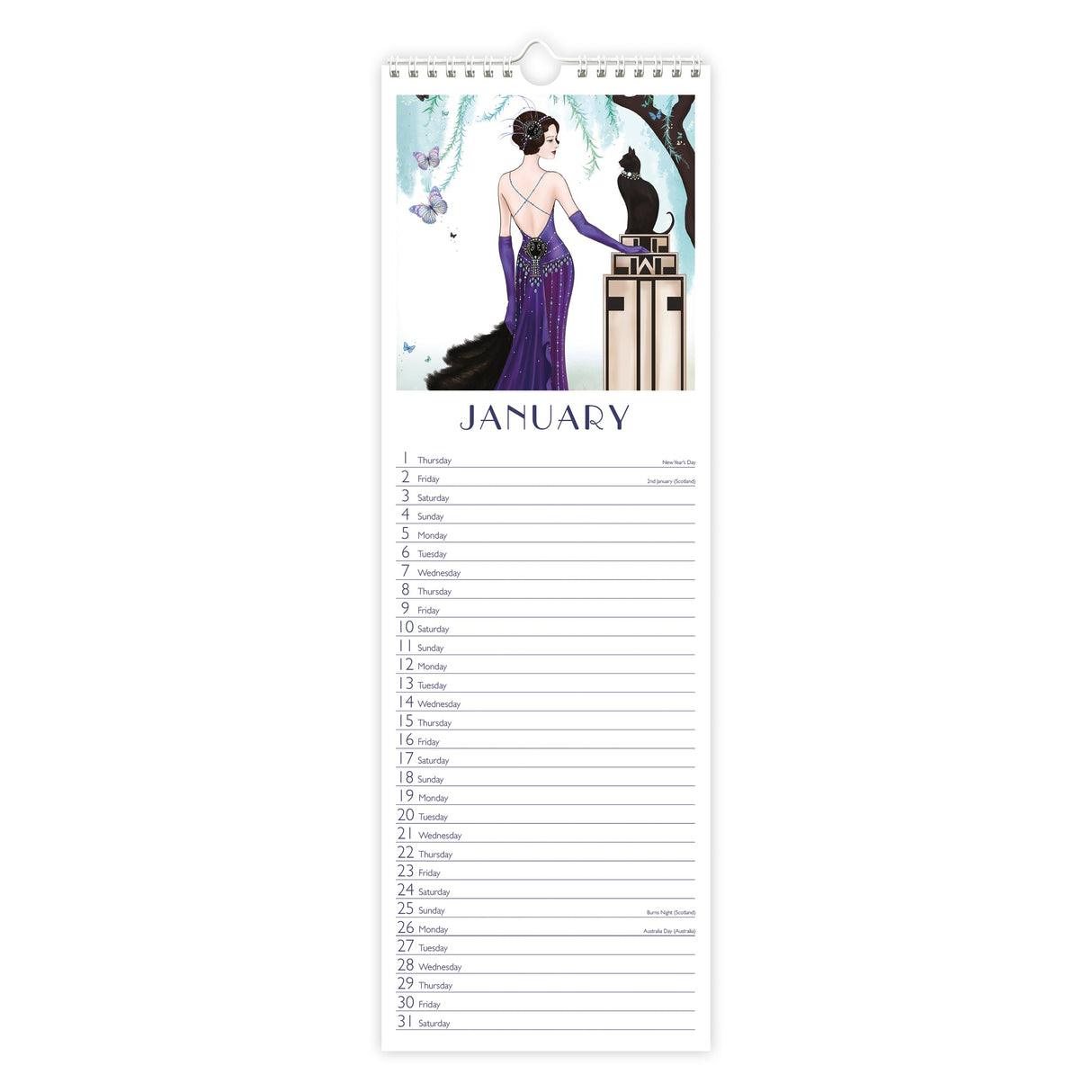 Claire Coxon Art Deco 2026 Slim Wall Calendar