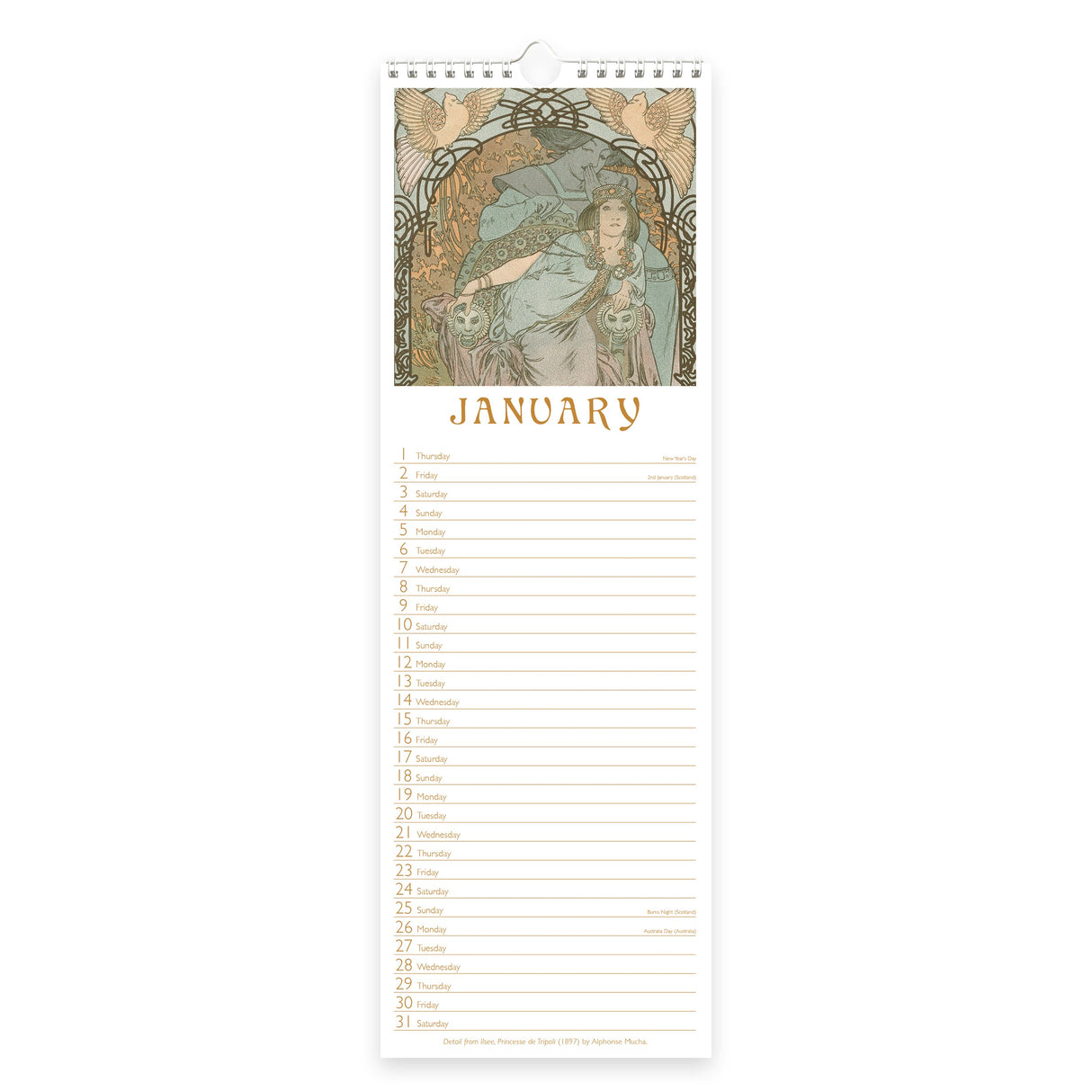 Art Nouveau Slim 2026 Wall Calendar