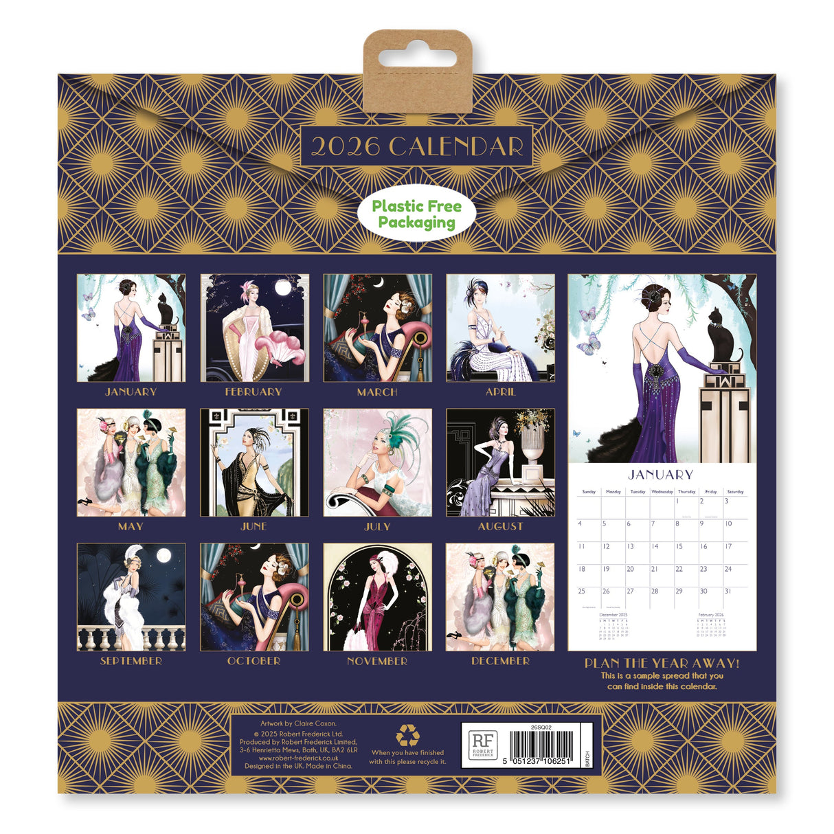 Claire Coxon Art Deco 2026 Wall Calendar