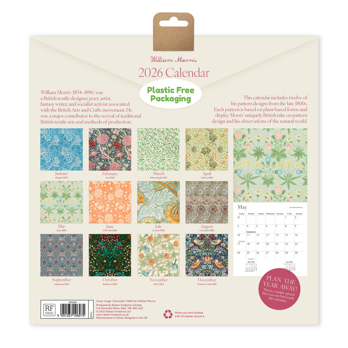 William Morris 2026 Wall Calendar