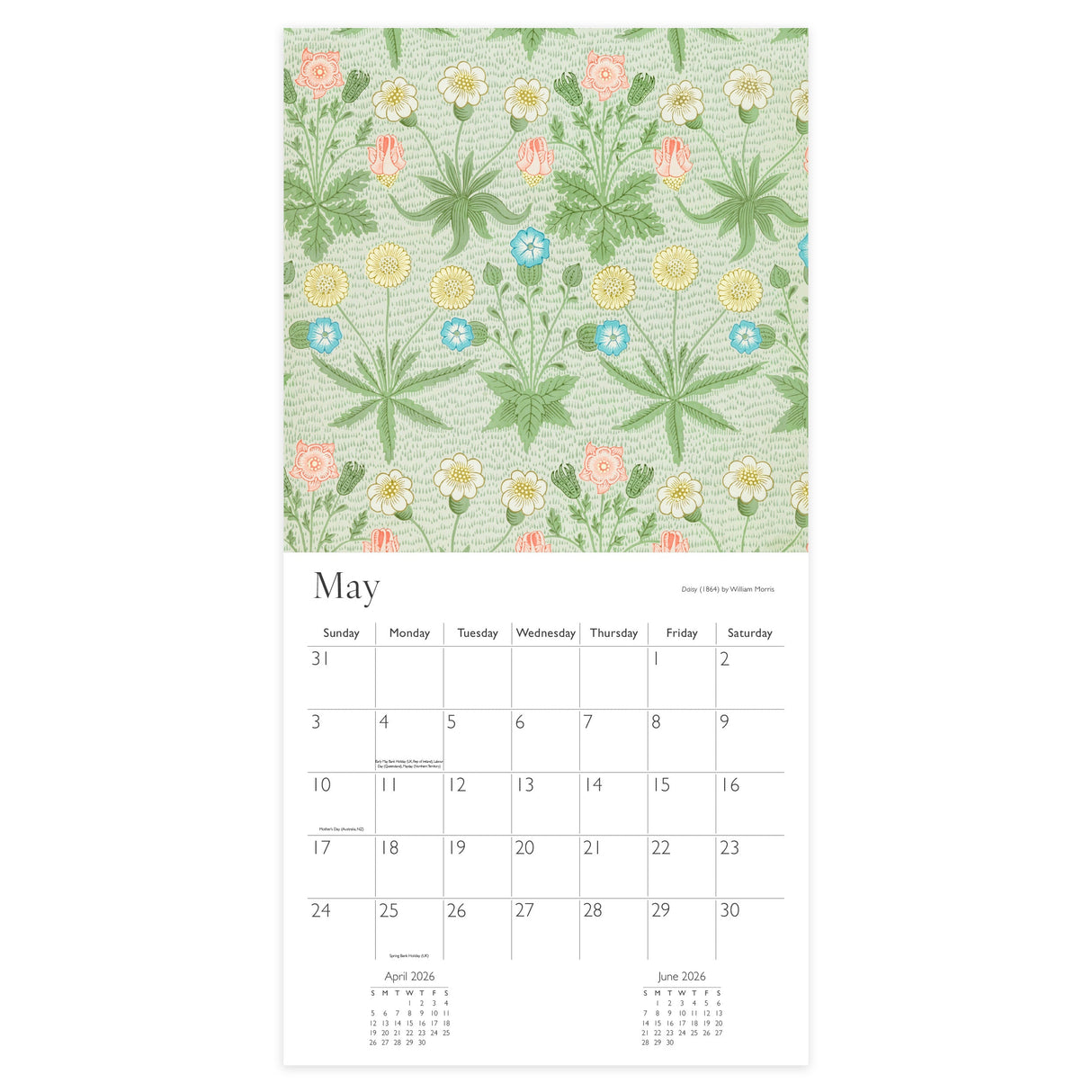 William Morris 2026 Wall Calendar