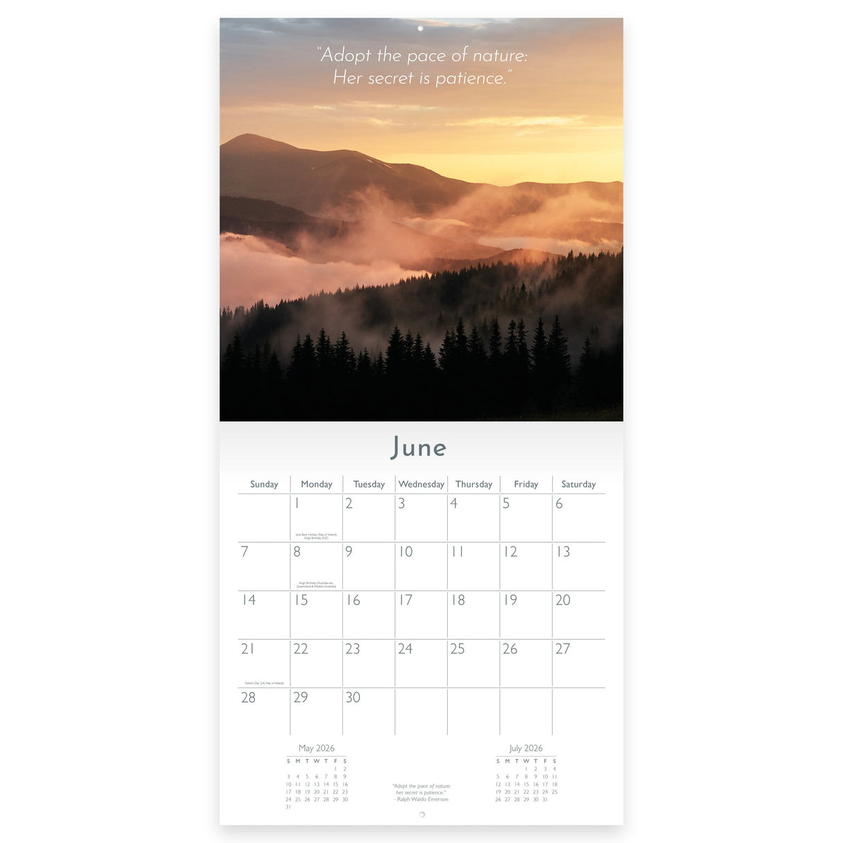Mindful Inspiration 2026 Wall Calendar