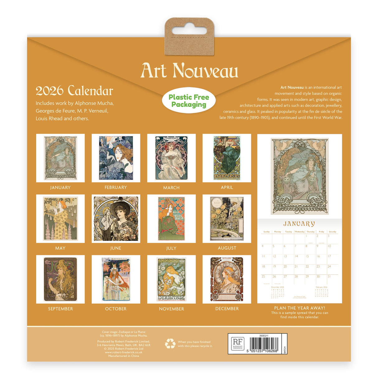 Art Nouveau 2026 Wall Calendar