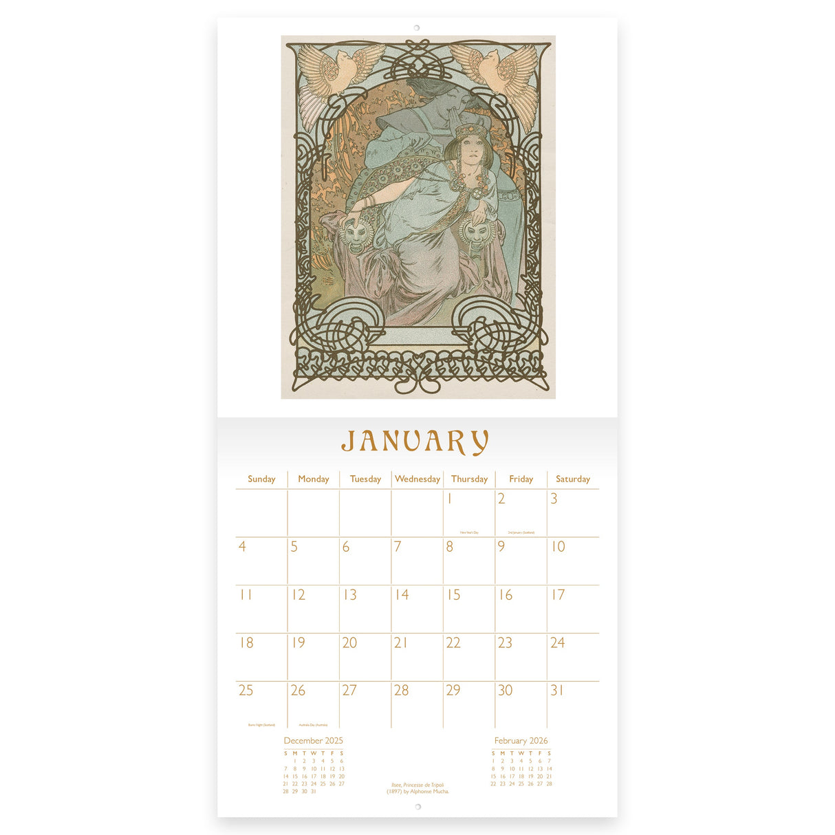 Art Nouveau 2026 Wall Calendar