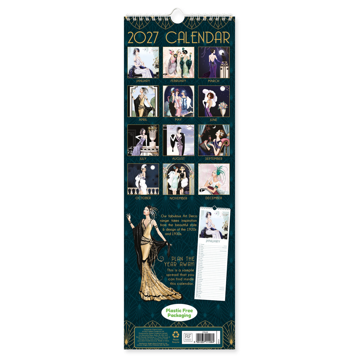 Claire Coxon Art Deco Slim Calendar 2027