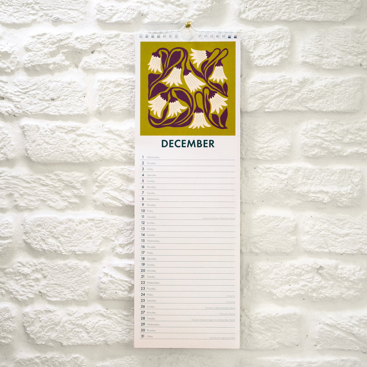 Floral Patterns Slim Wall Calendar 2027