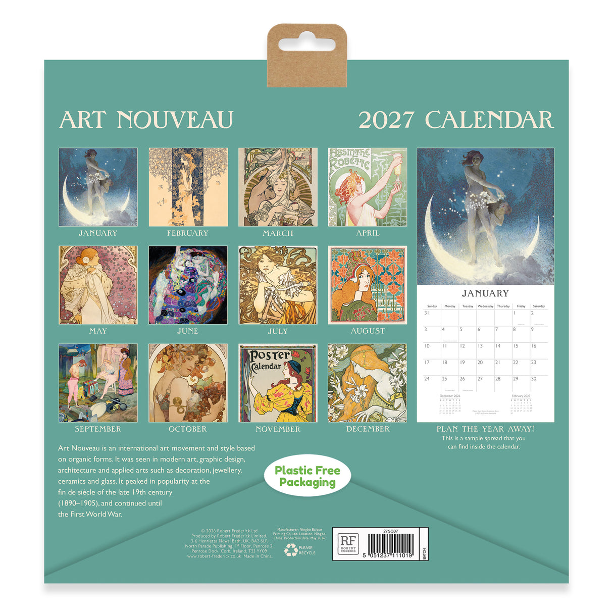 Art Noveau Square Wall Calendar 2027