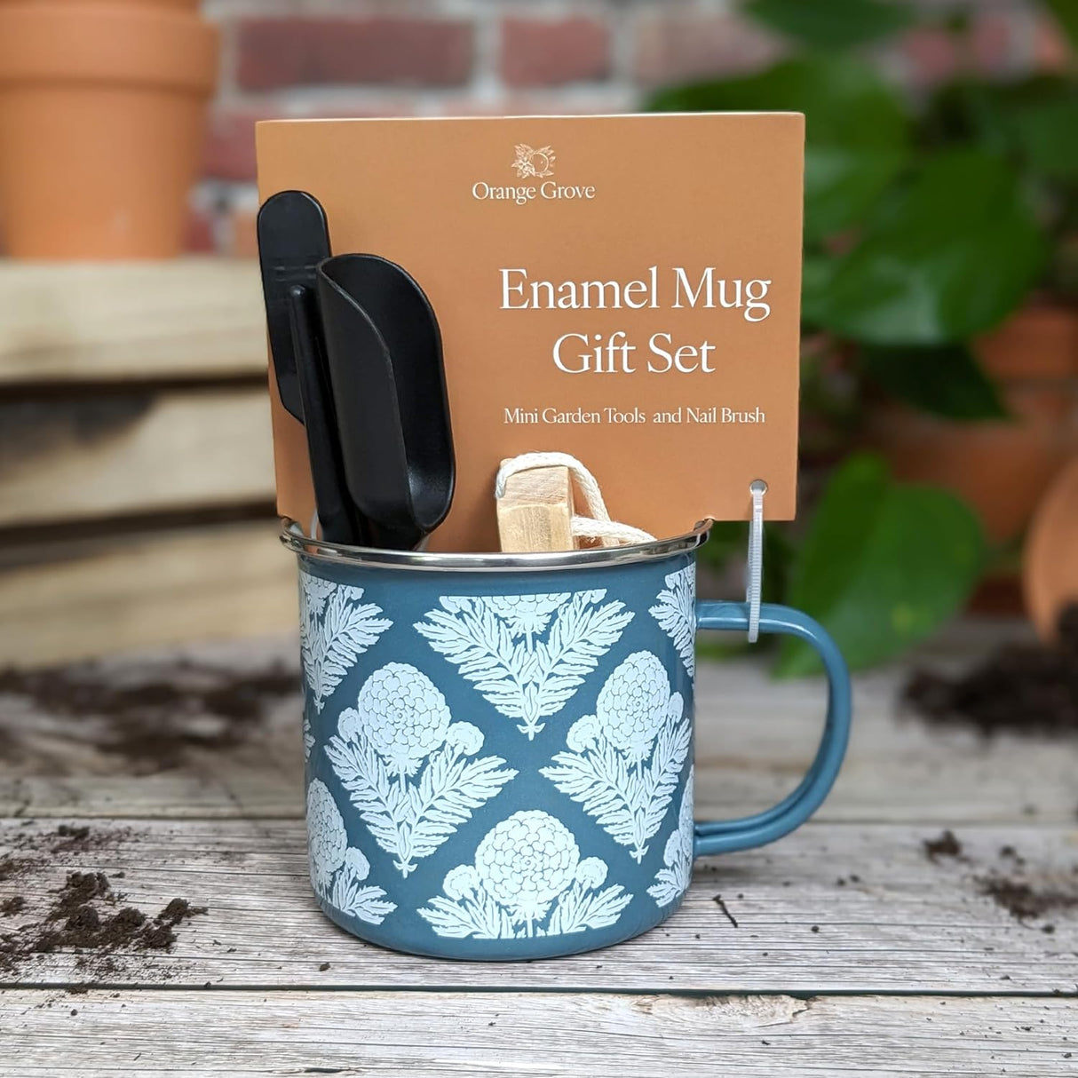 Orange Grove Mini Garden Tools and Enamel Mug