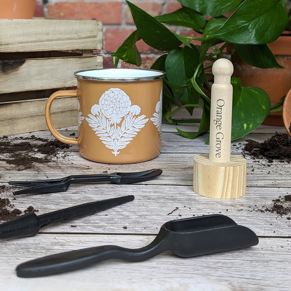Orange Grove Mini Garden Tools and Enamel Mug