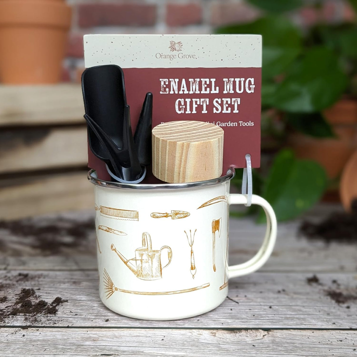 Orange Grove Mini Garden Tools and Enamel Mug