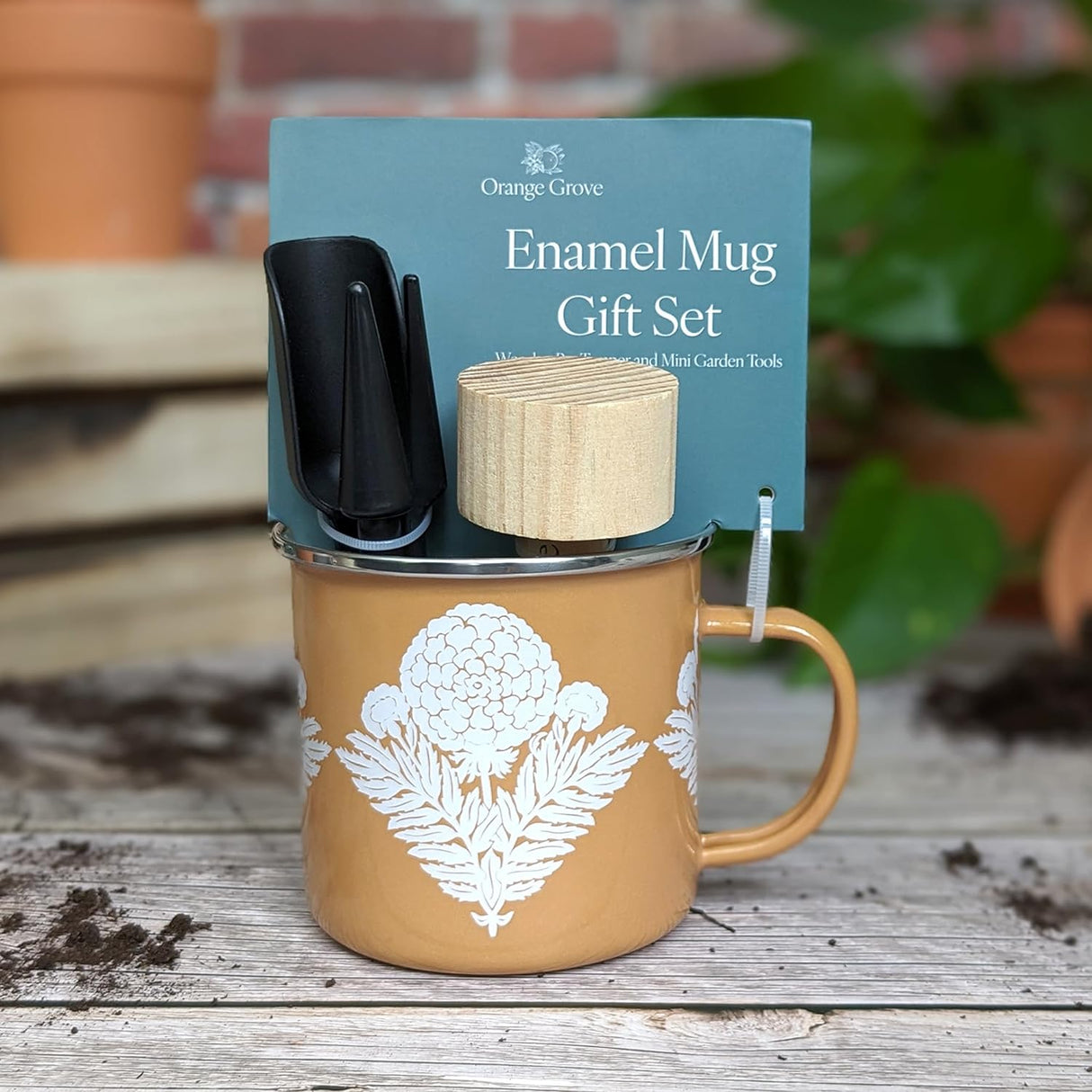 Orange Grove Mini Garden Tools and Enamel Mug