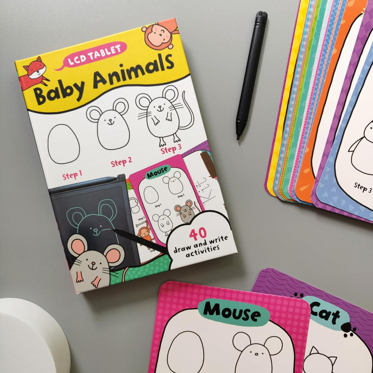 Children’s LCD Tablet & Flashcard Set - Baby Animals