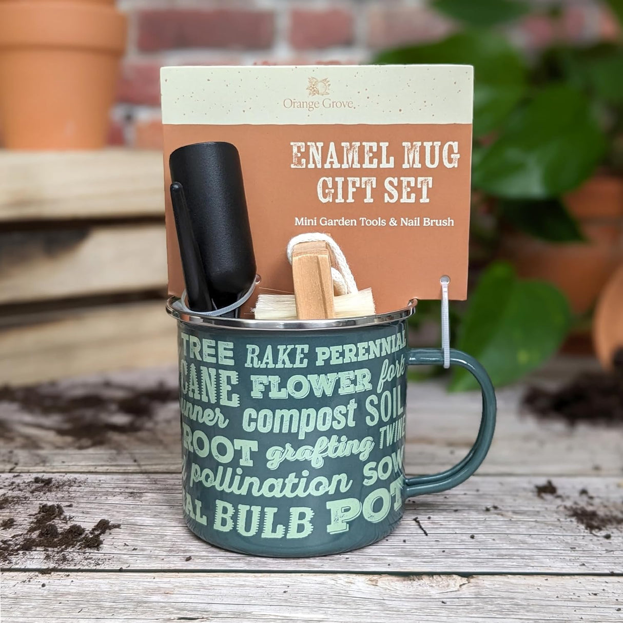 Orange Grove Mini Garden Tools and Enamel Mug
