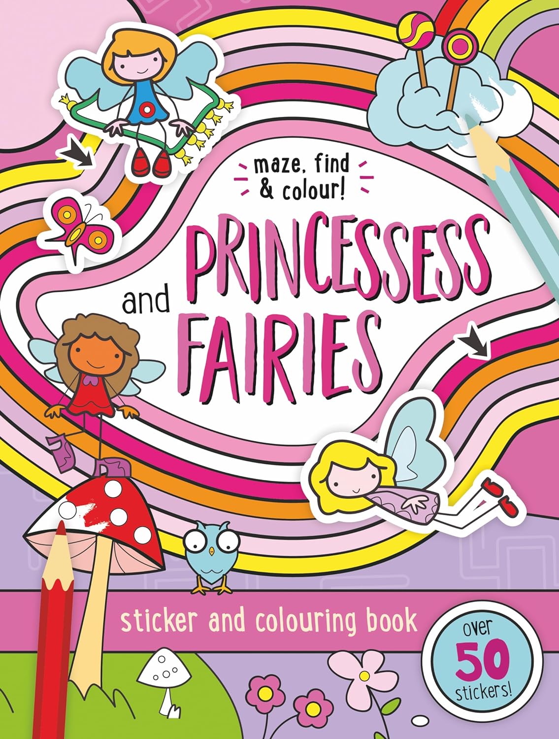 Maze, Find and Colour Activity Book – Princesses and Fairies