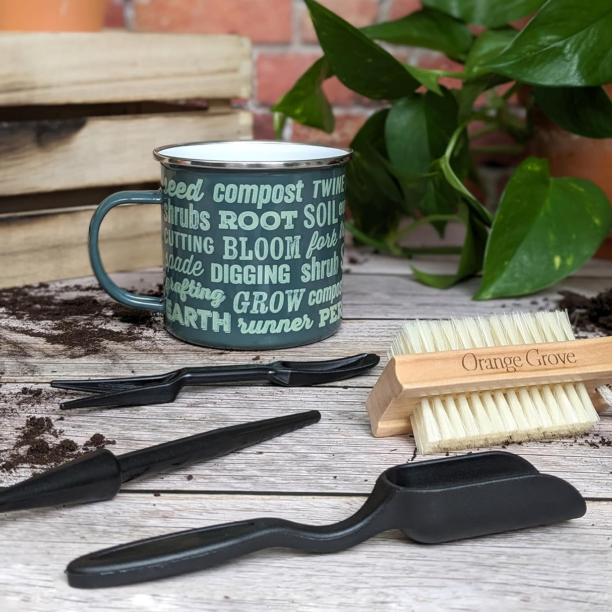 Orange Grove Mini Garden Tools and Enamel Mug