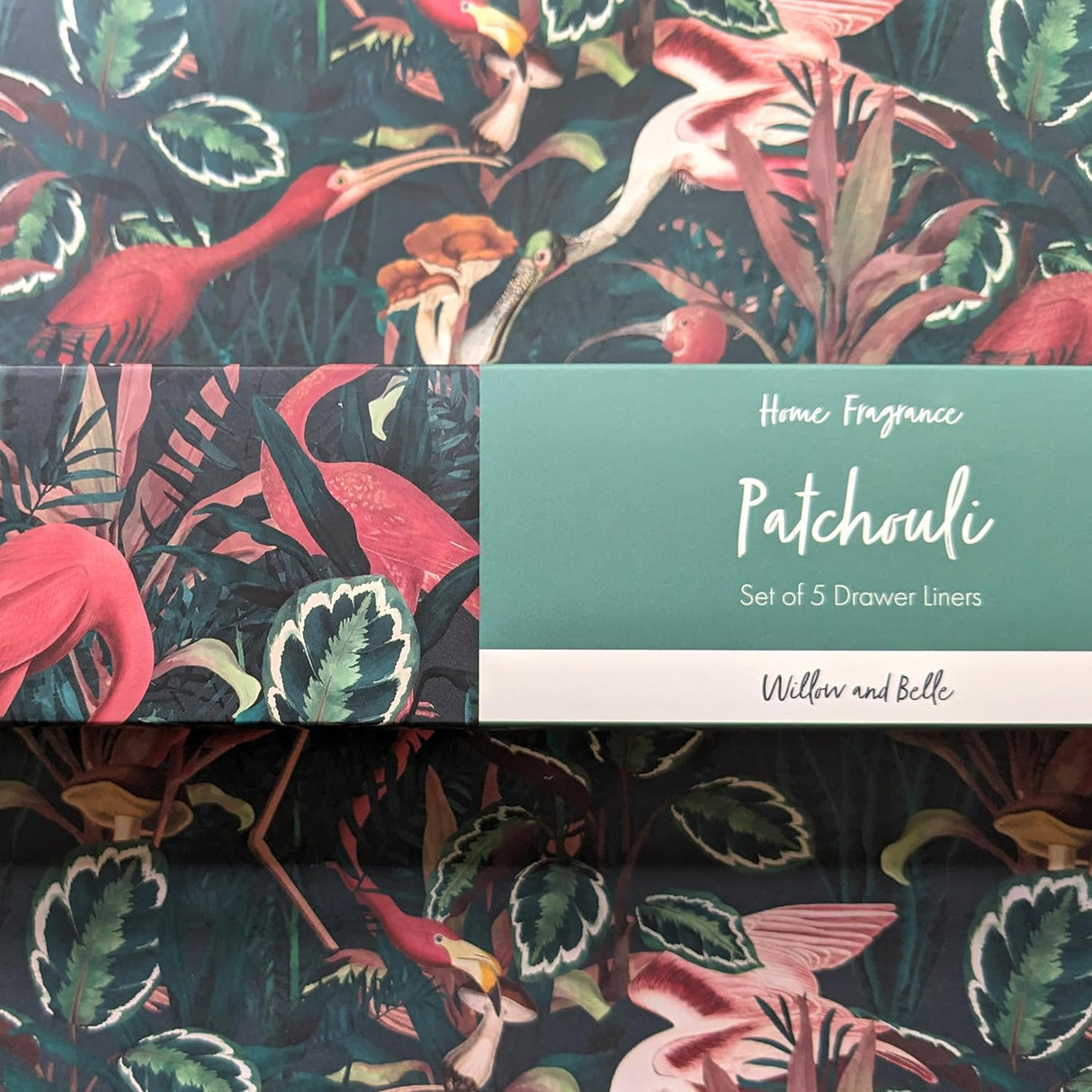 Willow and Belle Scented Drawer Liner - Set of 5 Patchouli - Jungle Green Design