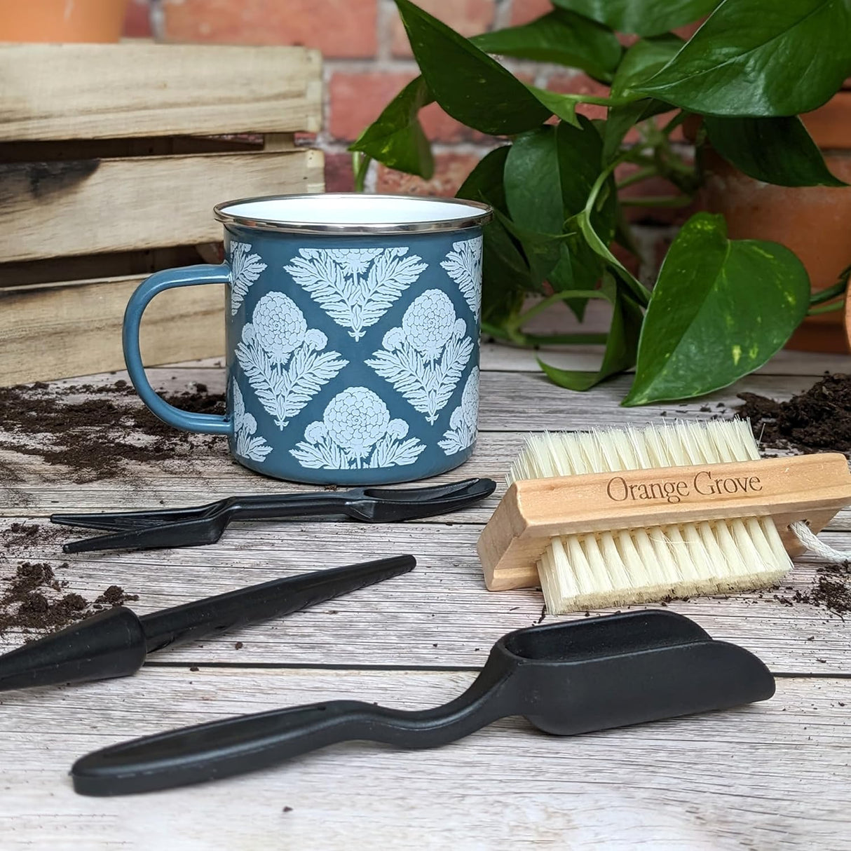 Orange Grove Mini Garden Tools and Enamel Mug