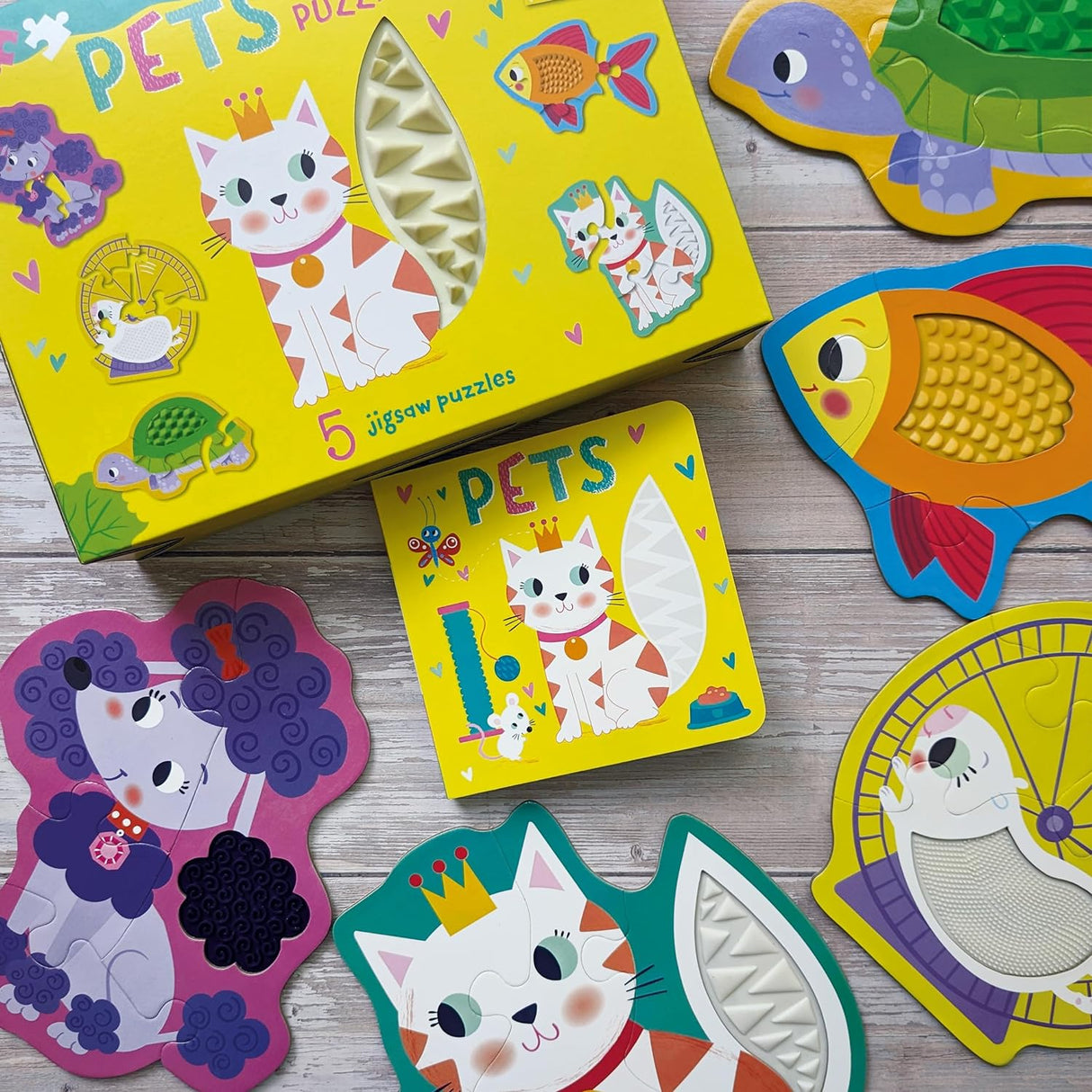 Touch and Feel Puzzle and Board Book Set - Pets - Tactile Fun For Children