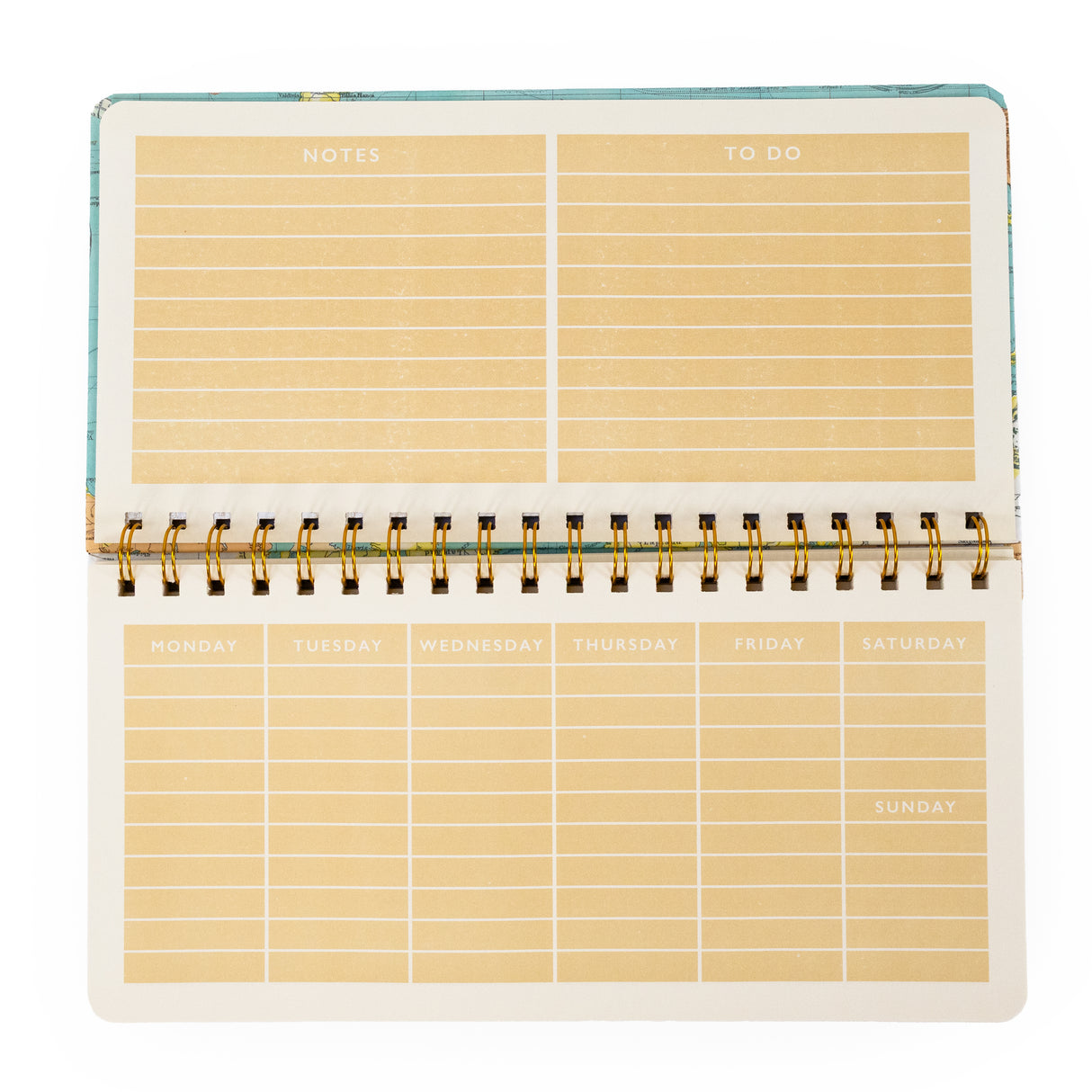 Vintage Map Weekly Planner - Landscape Desk Organiser