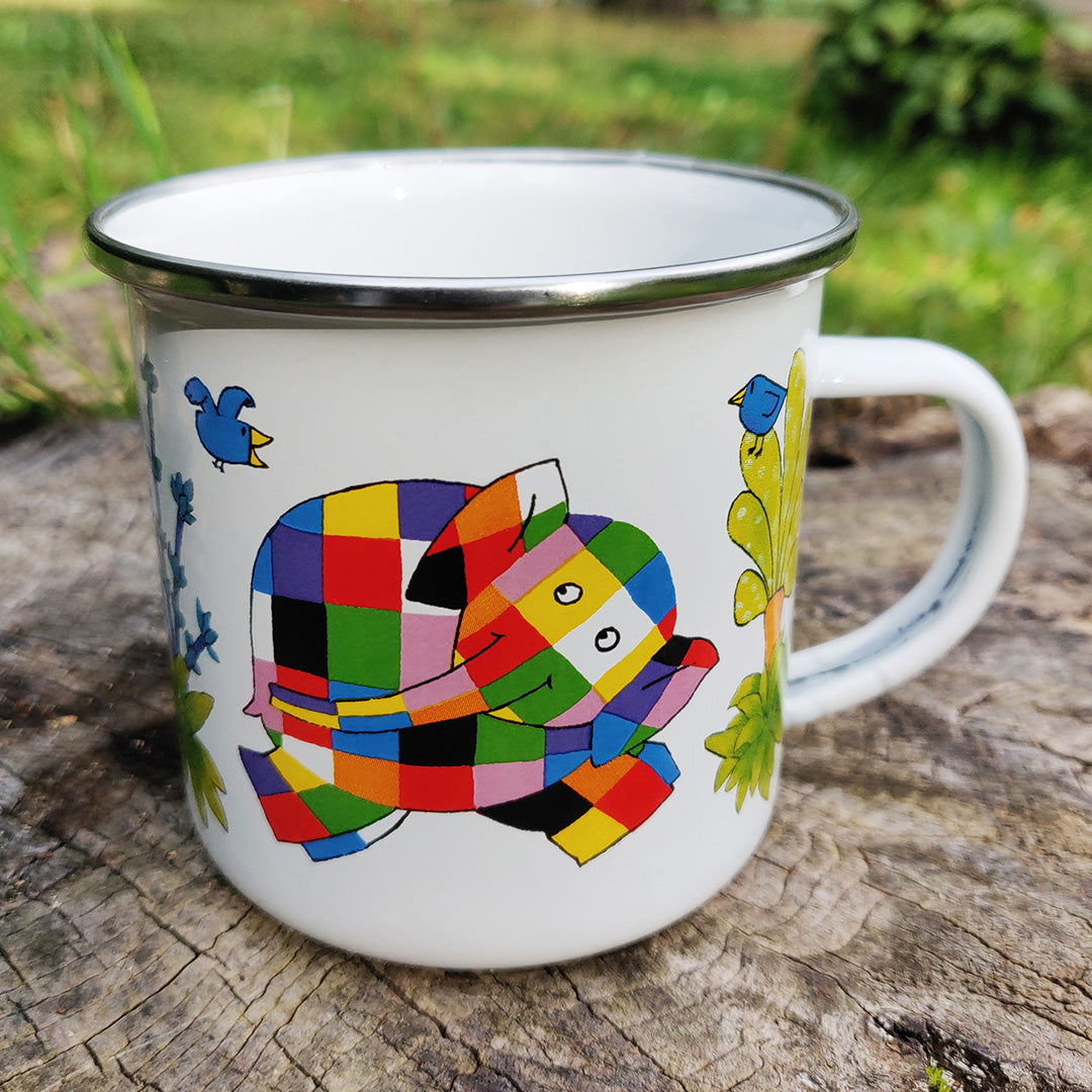 Elmer Enamel Mug - Bright & Colourful Elephant Design