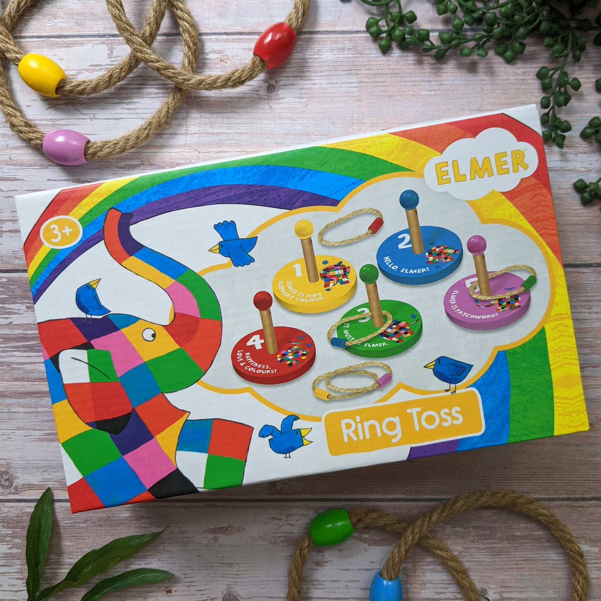 Elmer Children's Wooden Ring Toss Set