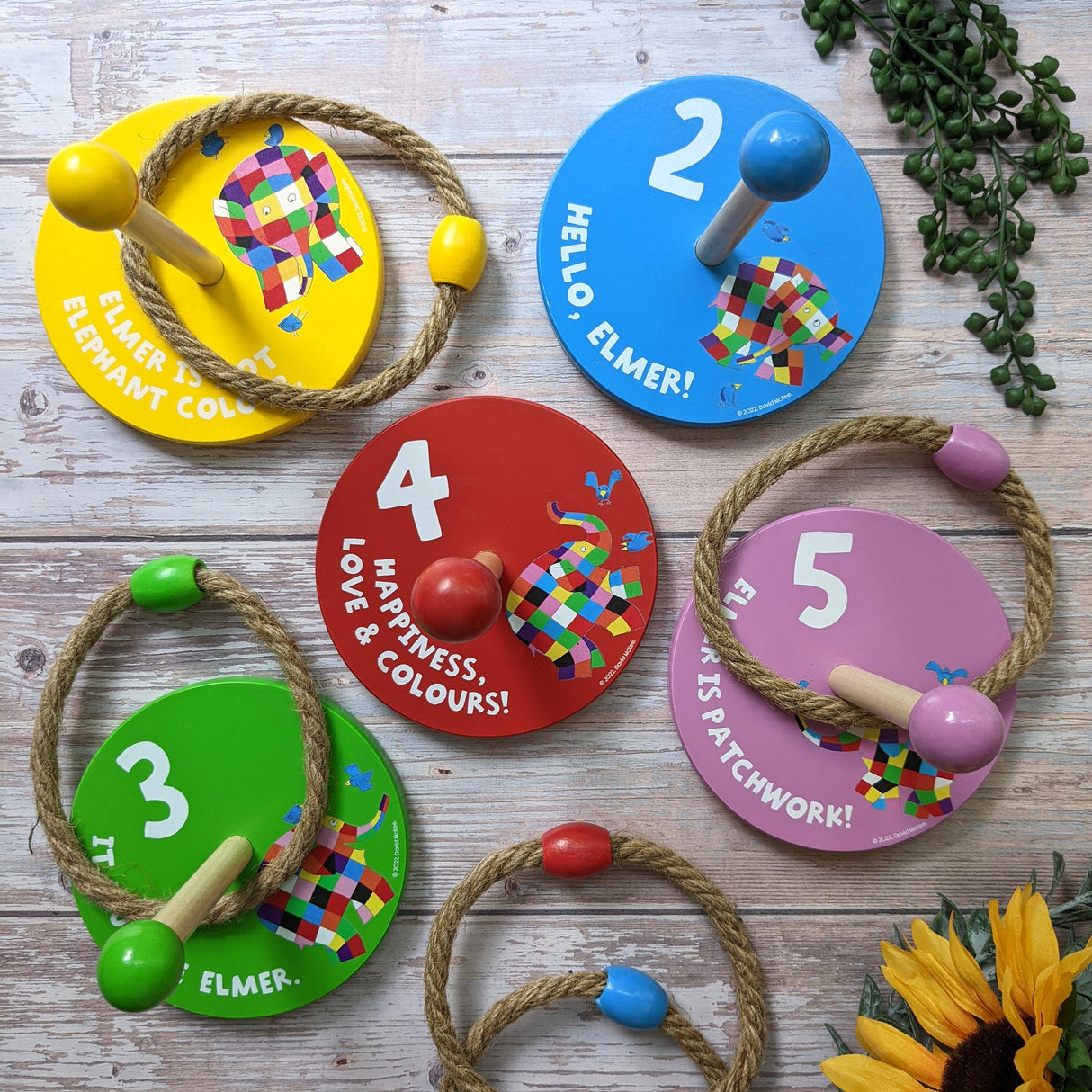 Elmer Children's Wooden Ring Toss Set