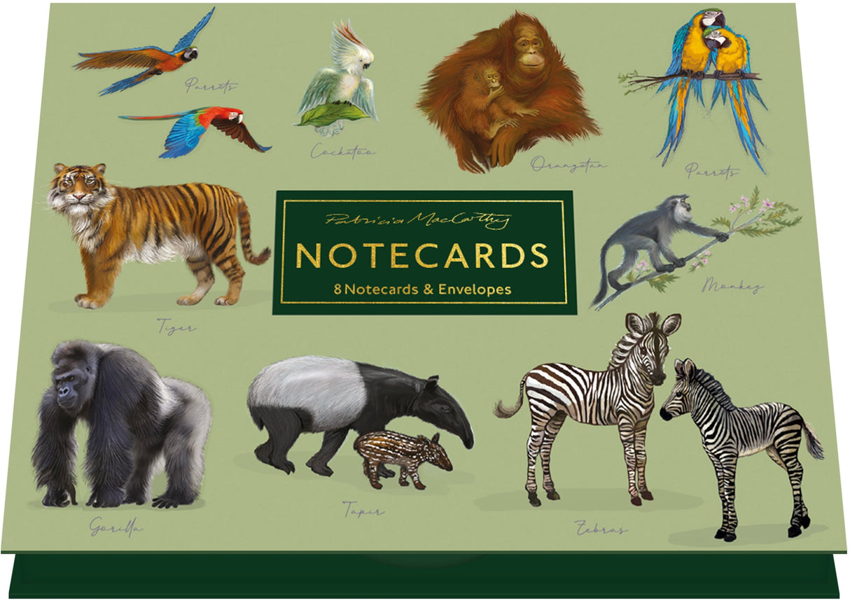 Patricia MacCarthy Notecards and Envelope Set - Jungle Animals Design