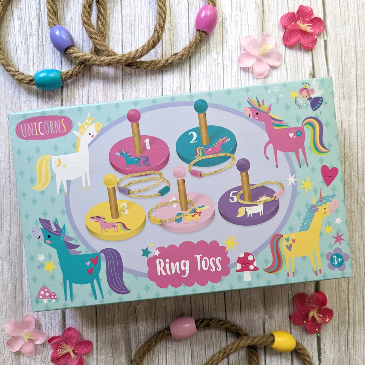 Unicorns Children's Wooden Ring Toss Set