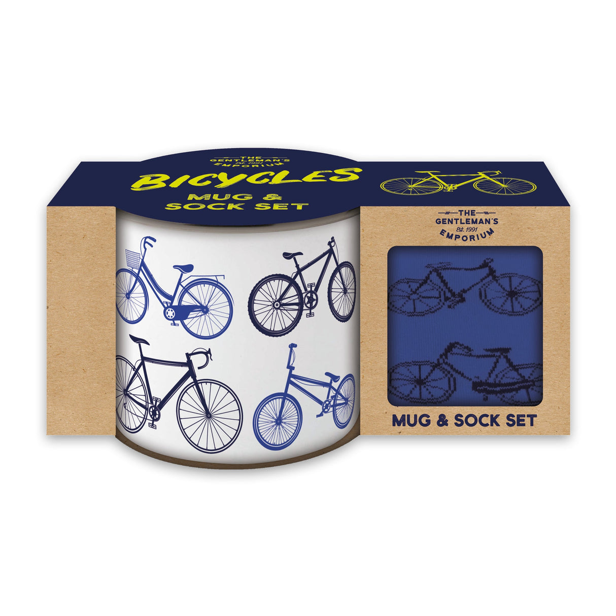 Gentleman’s Emporium Enamel Bicycles Mug & Sock Set