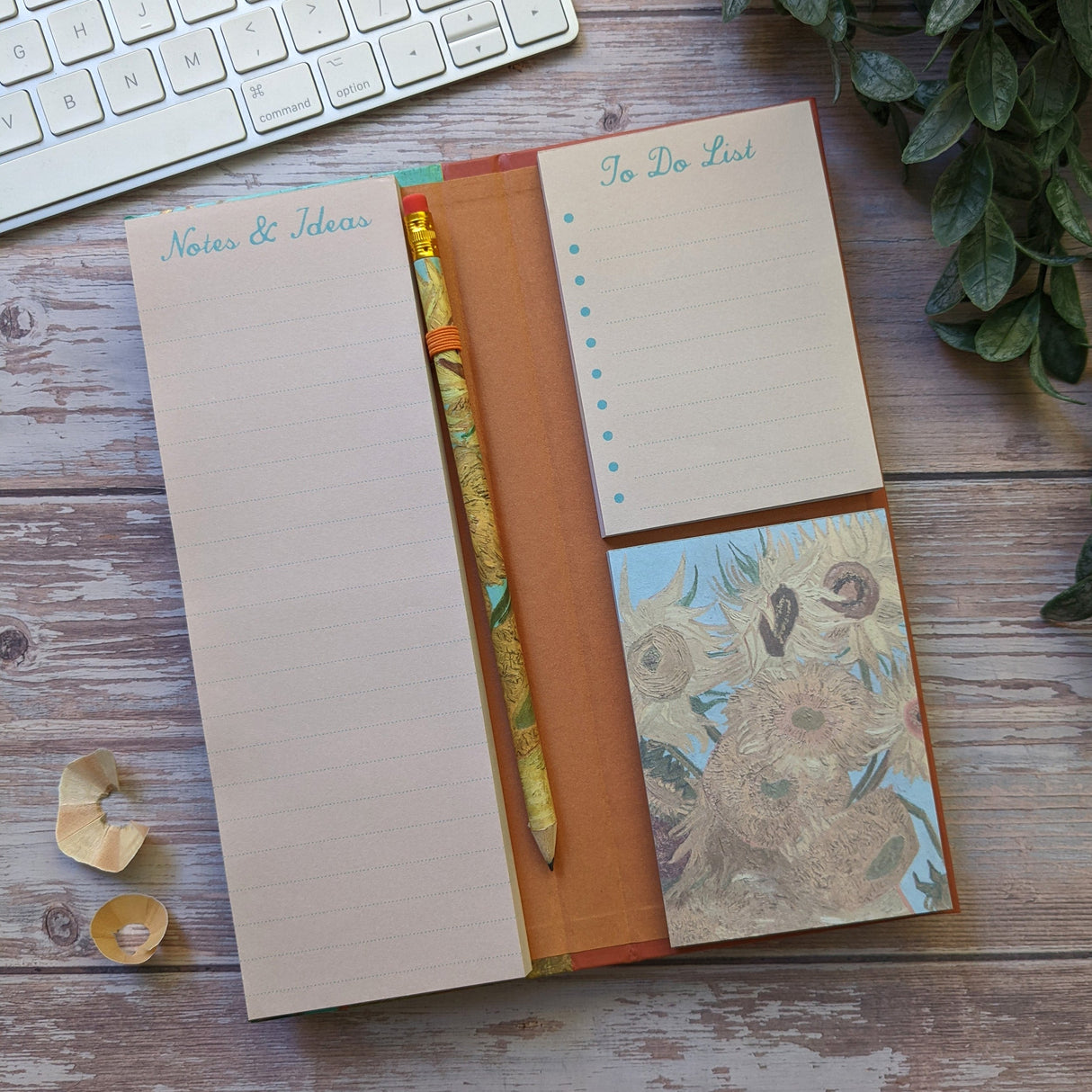 Van Gogh Sunflowers Design Tall Notepad & List Set With Pencil