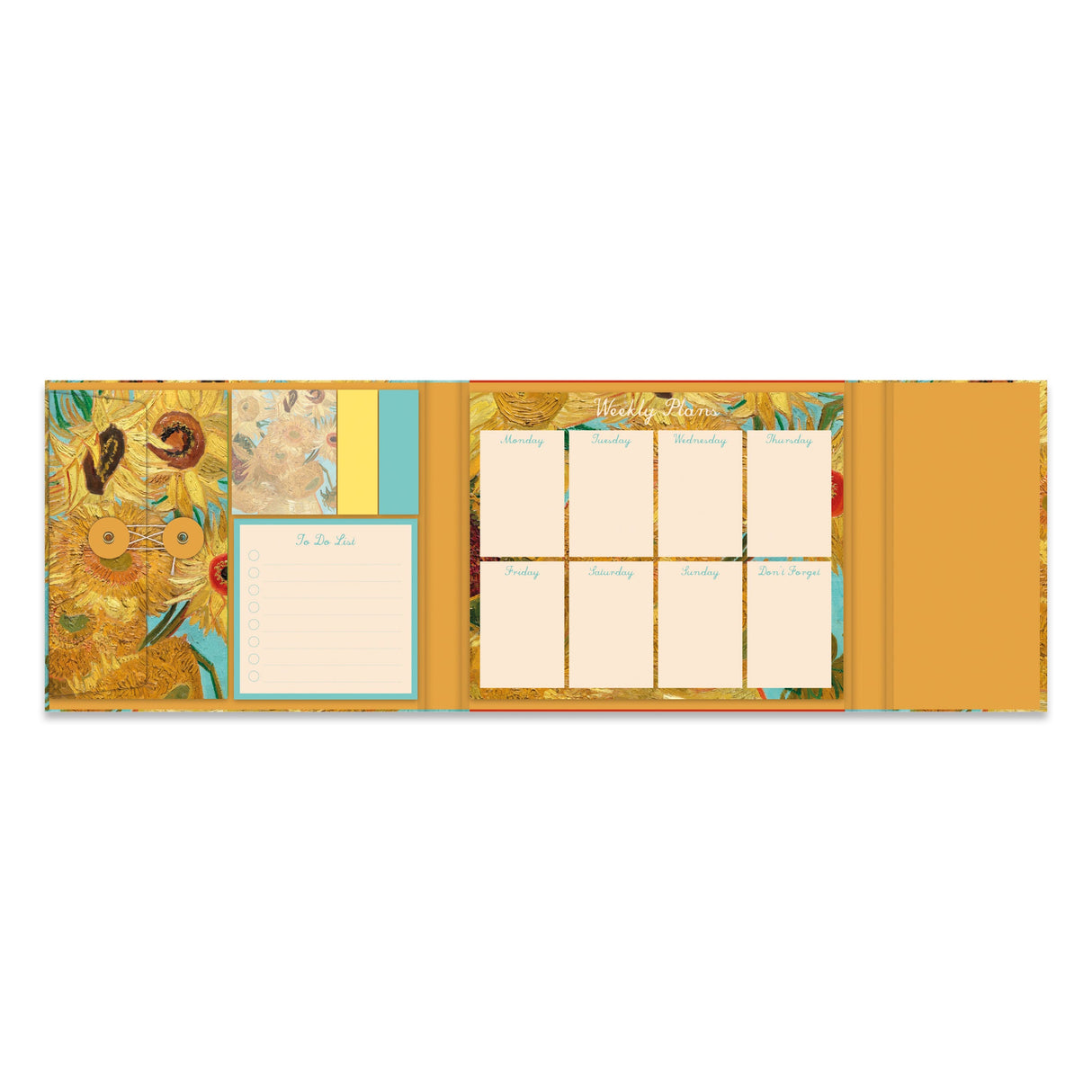 Van Gogh Sunflowers Weekly Planner Organiser With Sticky Notes