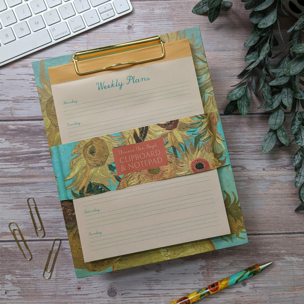 Van Gogh Sunflowers Weekly Planner Clipboard & Notepad Set