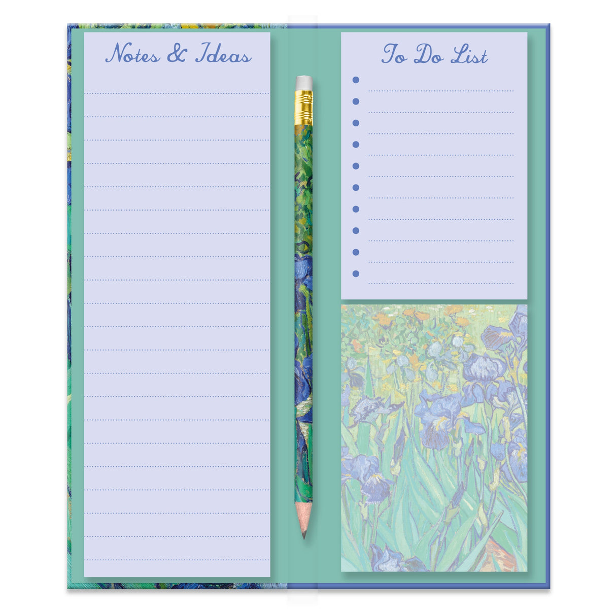 Van Gogh Irises Tall Notepad & List Set With Pencil