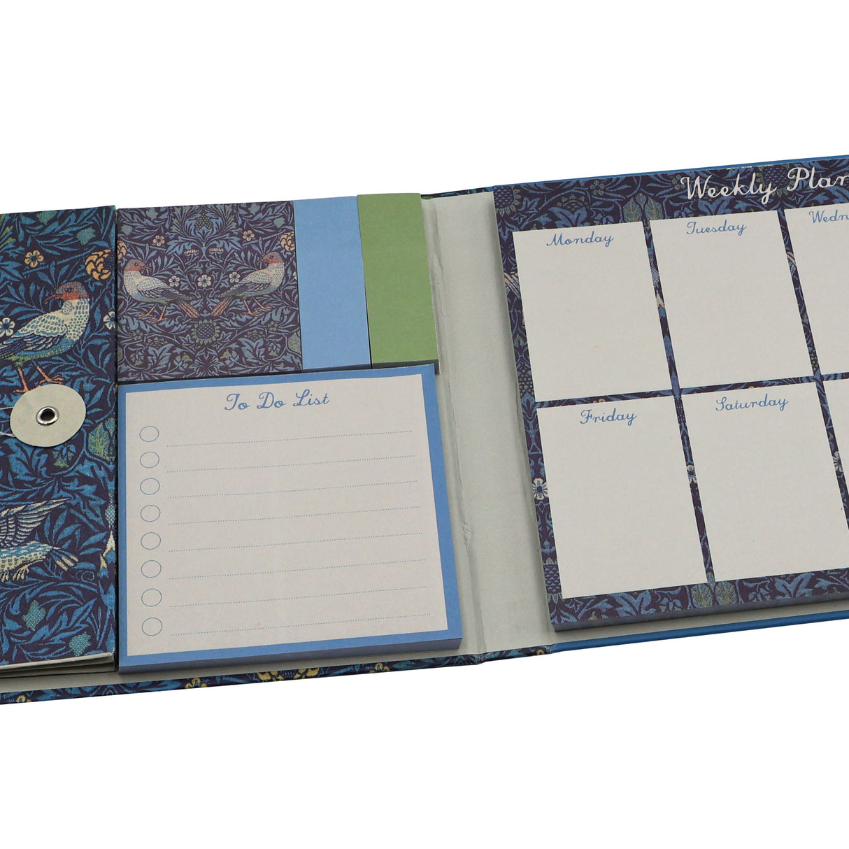 William Morris Weekly Planner Organiser With Sticky Notes - Birds Design