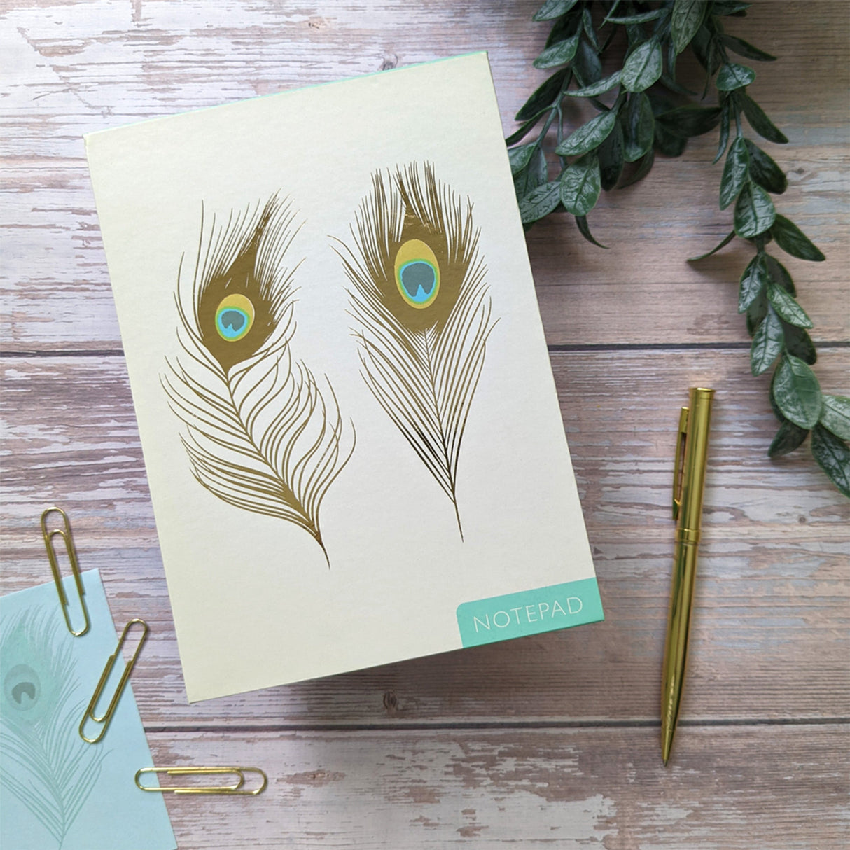 Peacock Feathers Flip Up Notepad