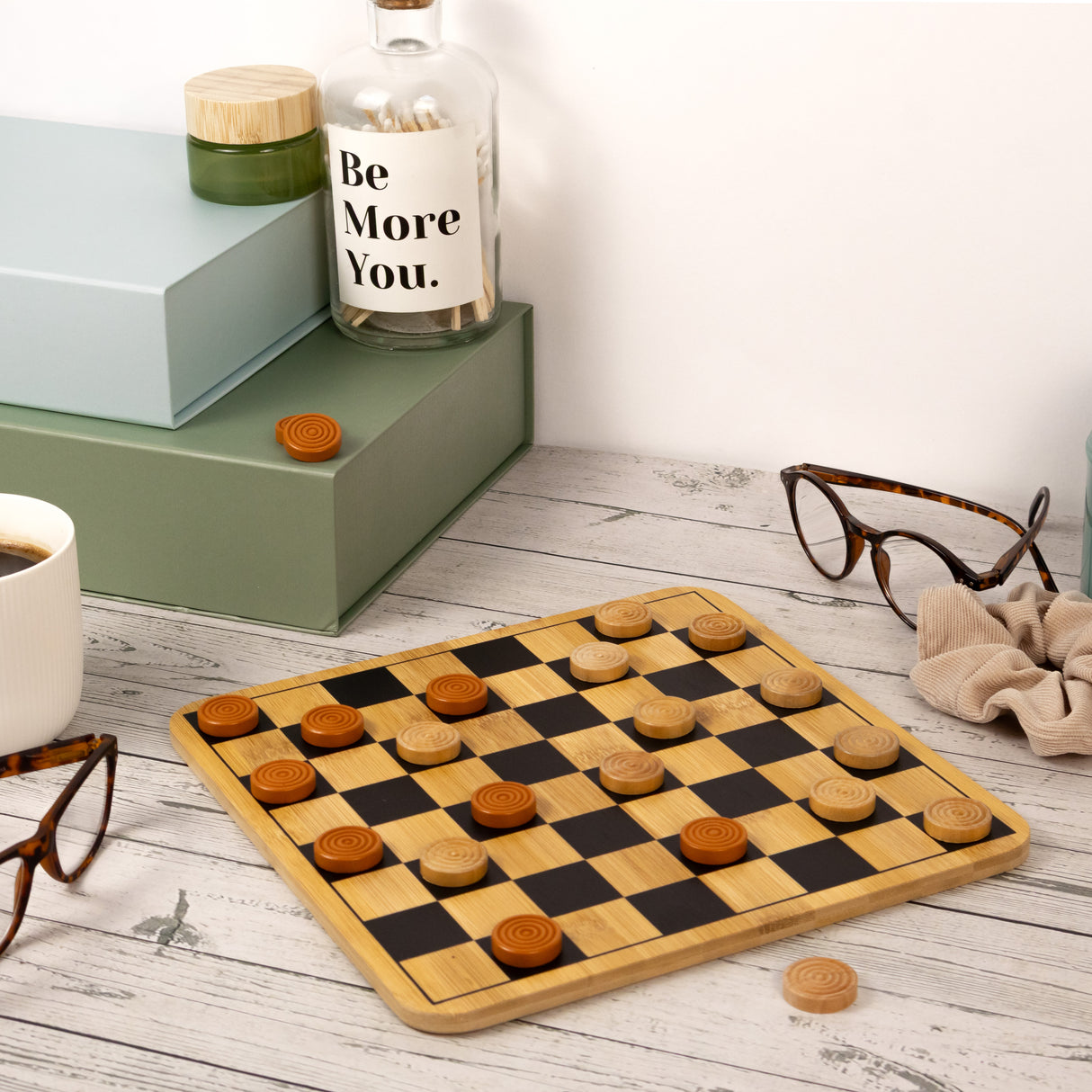Bamboo Chequers Set - Made Using Sustainable Materials