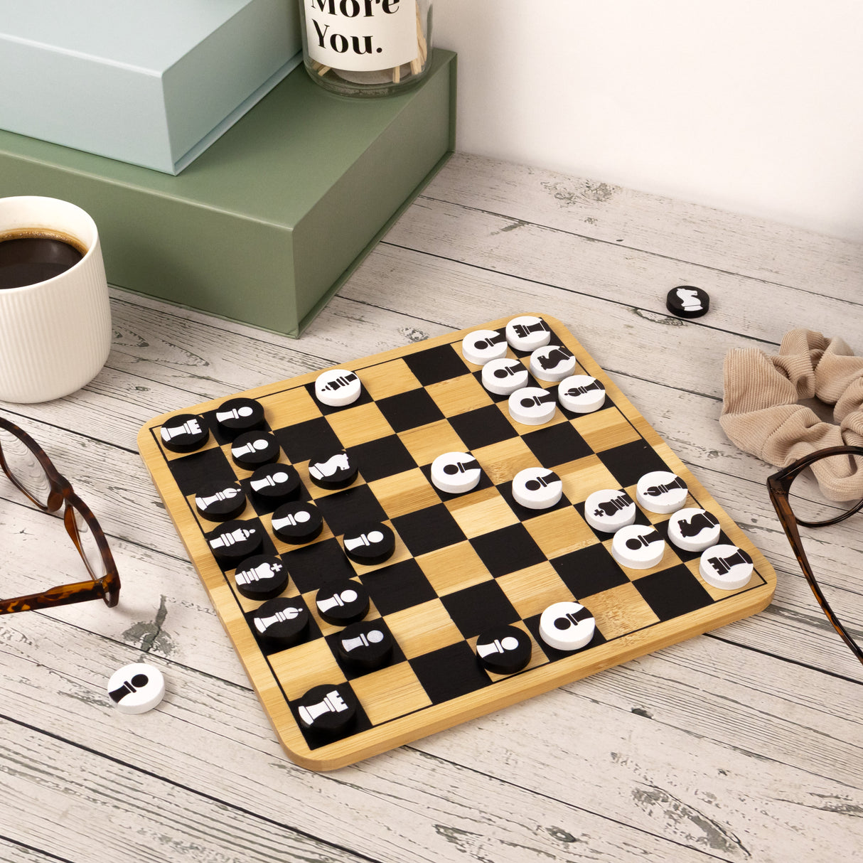 Bamboo Backgammon & Chess Double Set - Made Using Sustainable Materials