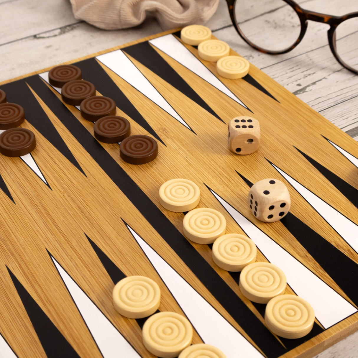 Bamboo Backgammon & Chess Double Set - Made Using Sustainable Materials