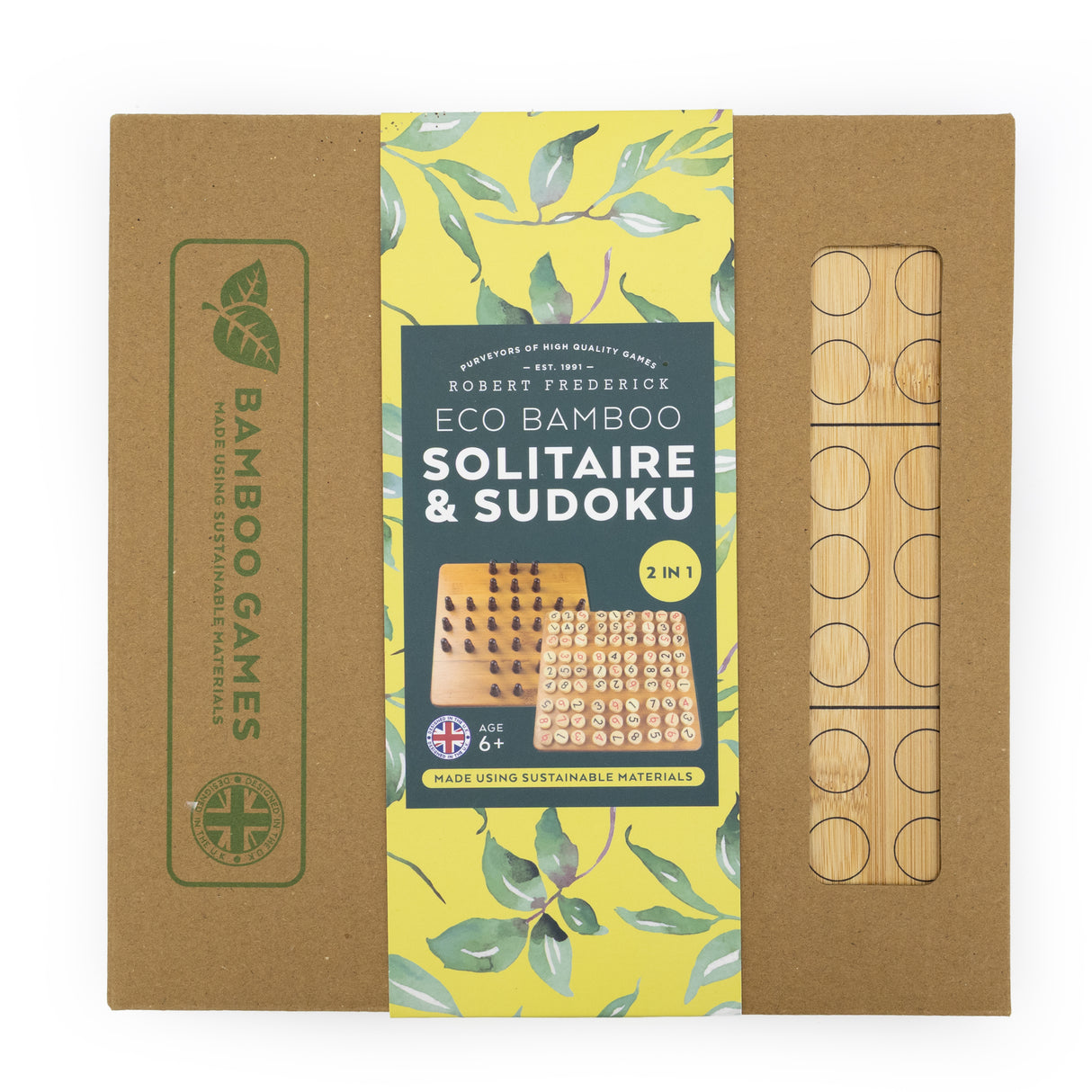 Bamboo Solitaire and Sudoku Double Set - Made Using Sustainable Materials