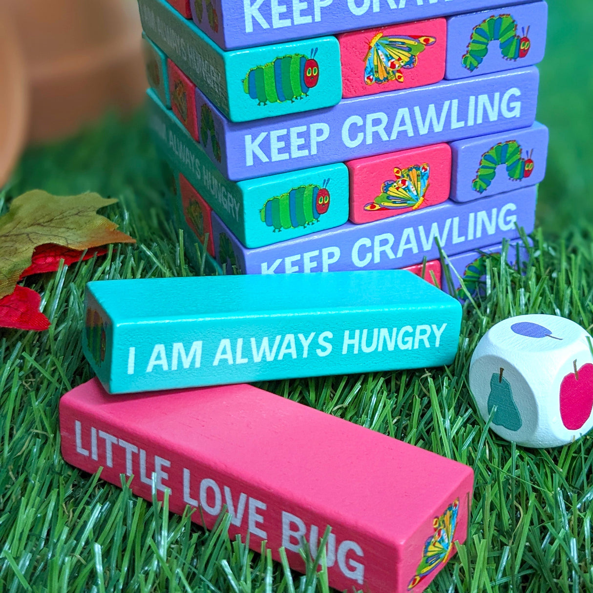 The Very Hungry Caterpillar Tumble Tower Game - Wooden Stacking Set With Dice