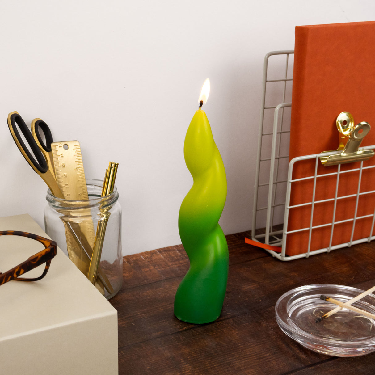 Elysian Twisted Design Table Candle In Gift Box