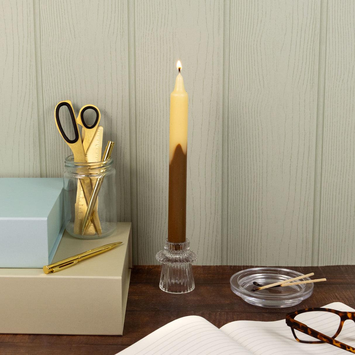 Elysian Dipped Design Table Candles In Gift Box - Set Of Three