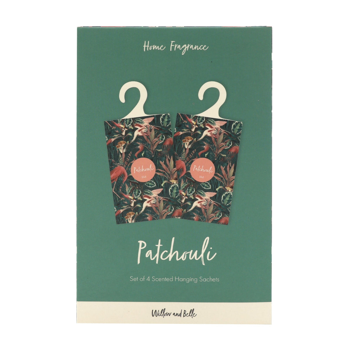 Willow and Belle Scented Hanging Sachet - Set of 4 Patchouli - Jungle Green Design