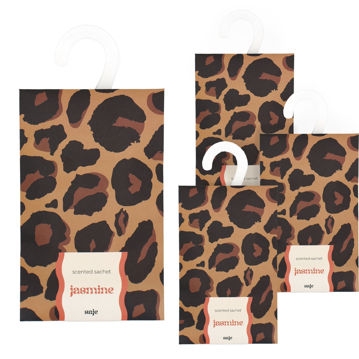 Saje Scented Hanging Sachet - Set of 4 Jasmine - Leopard Print Design